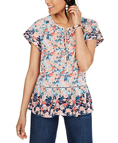 Printed Ruffled Peasant Top